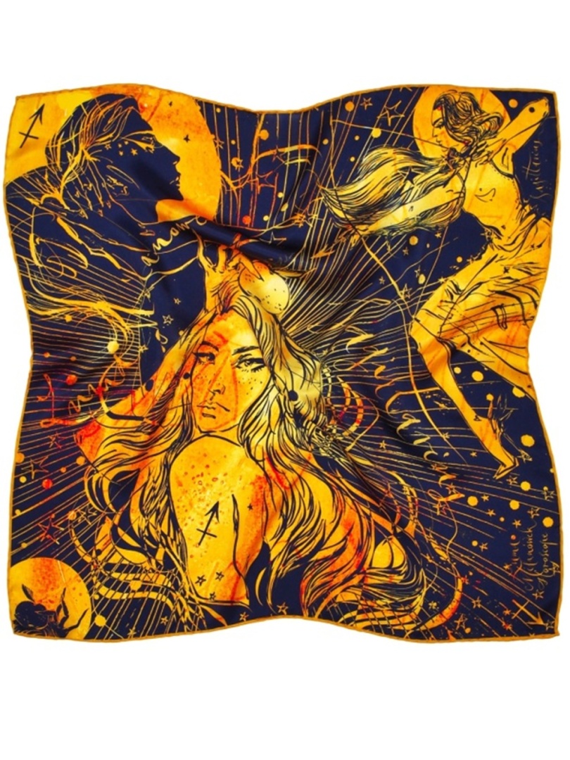 AZ-09 Apaszka Jedwabna Zodiak Strzelec 68x68cm Anny Halarewicz